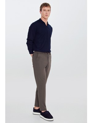 Altınyıldız Classics Erkek Haki Slim Fit Dar Kesim Beli Bağlamalı Yan Cepli Casual Jogger Pantolon