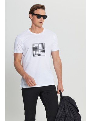 Altınyıldız Classics Bisiklet Yaka Baskılı Beyaz Erkek T-Shirt ACE091252072_BYZ