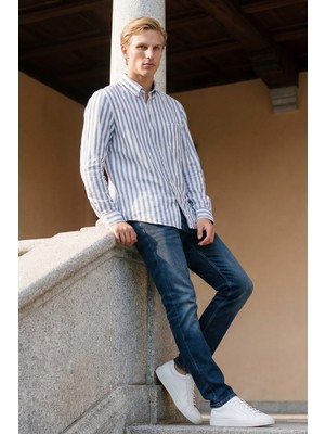 Altınyıldız Classics Erkek Lacivert Diz İzi Yapmayan Pamuklu Esnek Denim Jean Kot Pantolon Ekstra Slim Fit Dar Kesim Rıss