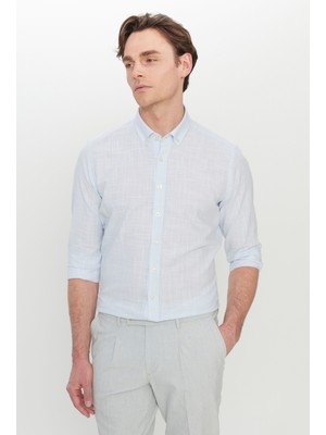 Altınyıldız Classics Slim Fit Düğmeli Yaka Mavi Erkek Gömlek ACE020252168_MAV