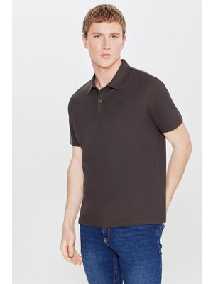 Altınyıldız Classics Erkek Acı Kahve %100 Pamuk Trend Mevsimlik Fitilli Tişört Slim Fit Polo Yaka