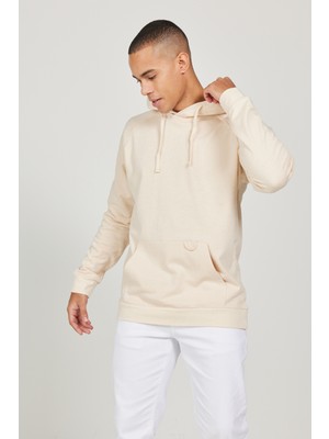 Altınyıldız Classics Erkek Bej %100 Pamuk Standart Fit Normal Kesim Kapüşonlu Uzun Kollu Sweatshirt