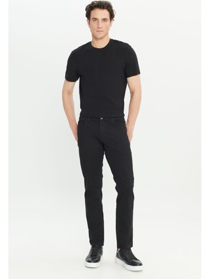 Altınyıldız Classics Erkek Siyah Diz İzi Yapmayan 360 Derece Her Yöne Esneyen Rahat Slim Fit Dar Kesim Pantolon