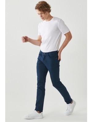 Altınyıldız Classics Erkek Lacivert 360 Derece Her Yöne Esneyen Slim Fit Dar Kesim Pamuklu Rahat Pantolon