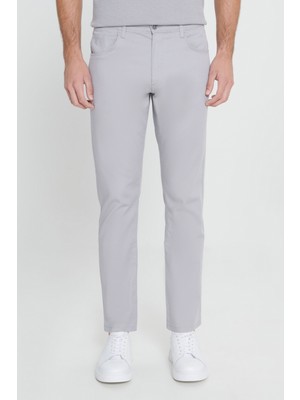 Altınyıldız Classics Erkek Gri Comfort Fit Rahat Kesim Pamuklu Armürlü 5 Cep Greensboro Esnek Pantolon