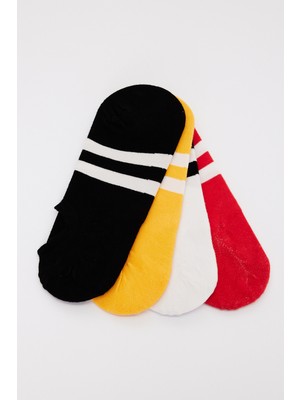 Altınyıldız Classics Erkek Sıyah Hardal Beyaz 4'lü Desenli Bambu Sneaker Çorap