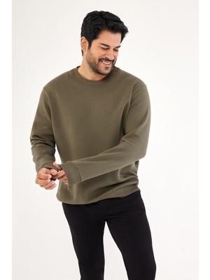 Altınyıldız Classics Erkek Haki Standart Fit Normal Kesim Içi Polarlı 3 Iplik Bisiklet Yaka Pamuklu Sweatshirt