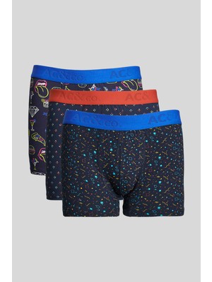 Altınyıldız Classics Erkek Premium Pamuklu Lacivert-saks Mavi 3'lü Esnek Boxer Paketi (Damat Bohçası) Çeyiz Seti