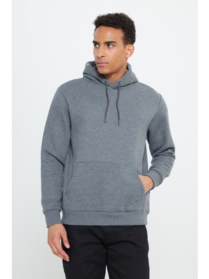 Altınyıldız Classics Erkek Antrasit-melanj Standart Fit Içi Polarlı 3 Iplik Kapüşonlu Pamuklu Sweatshirt