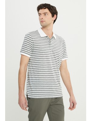Altınyıldız Classics Polo Yaka Düz Beyaz - Gri Erkek T-Shirt COE091252048_BGR
