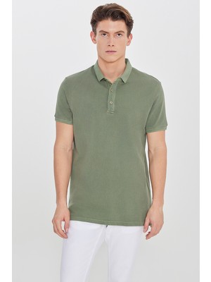 Altınyıldız Classics Polo Yaka Düz Haki Erkek T-Shirt ACE091252409_HAK