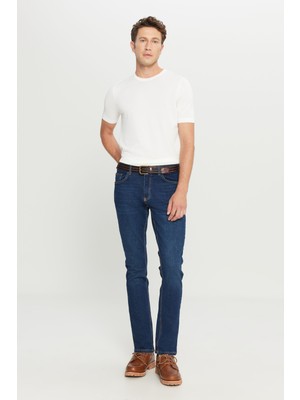 Altınyıldız Classics Erkek K.mavı Diz İzi Yapmayan Pamuklu Denim Esnek Jean Kot Pantolon Slim Fit Dar Kesim Magic