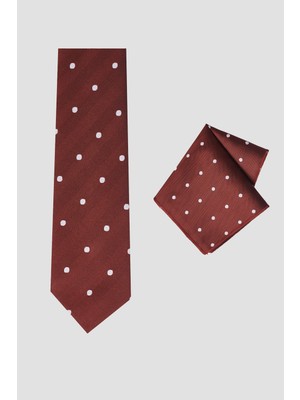 Altınyıldız Classics Erkek Beyaz - Bordo Kravat-mendil Set