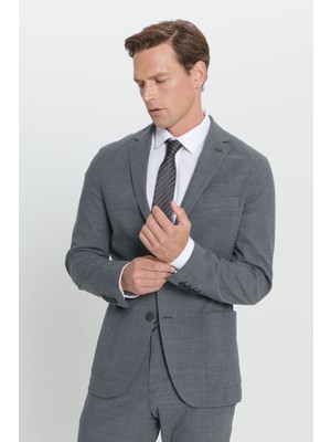 Altınyıldız Classics Erkek Gri Slim Fit Dar Kesim Mono Yaka Yünlü Takım Elbise