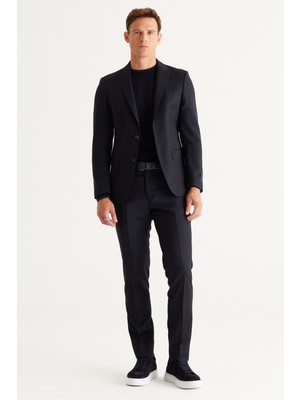 Altınyıldız Classics Normal Bel Yünlü Slim Fit Koyu Lacivert Erkek Takım Elbise 4c3024100006