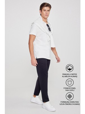 Altınyıldız Classics Erkek Siyah Pamuklu Esnek Beli Lastikli Diagonal Desenli Jogger Pantolon Standart Fit Normal Kesim