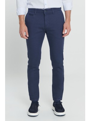 Altınyıldız Classics Erkek Lacivert Slim Fit Dar Kesim Yan Cepli Pamuklu Esnek Pantolon