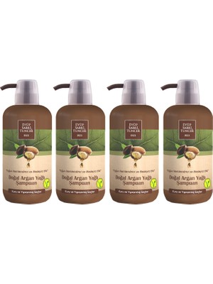 Eyüp Sabri Tuncer Doğal Argan Yağlı Şampuan 600 ml x 4 Adet Nemlendirici Etki ve Bitki Özlü Formül