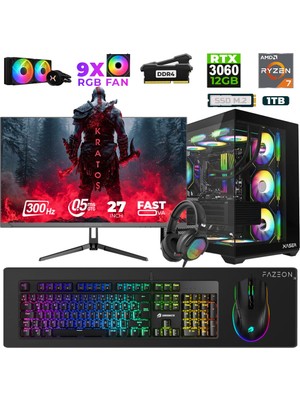 Xaser Star X70 Ryzen 7 5700X 32GB Ram 1tb M.2 Nvme SSD 12GB RTX3060 27" 300Hz Oyuncu Bilgisayarı