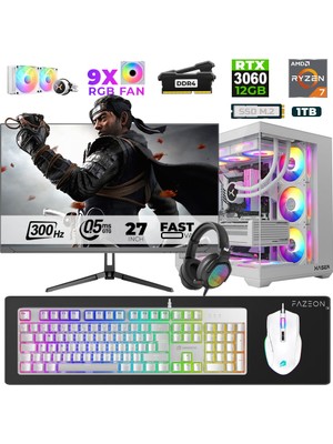 Xaser Star X60 Ryzen 7 5700X 16GB Ram 1tb M.2 Nvme SSD 12GB RTX3060 27" 300Hz Oyuncu Bilgisayarı