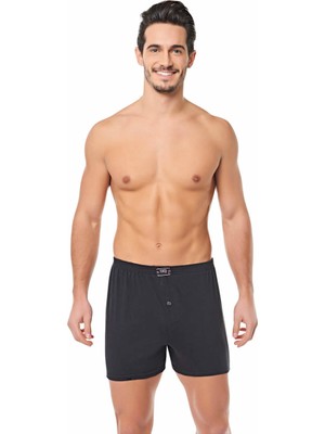 Seher 6 Adet Siyah Renk Düğmeli Düz Penye Boxer Erkek İçin Konfor ve Şıklık