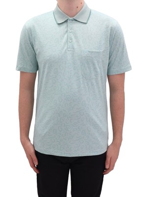 Santa Fistan Store Erkek Desenli Klasik Kesim Rahat Kalıp Tek Cepli Polo Yaka T-Shirt