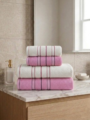 Asev Tekstil 90X150 & 50X90 cm Nevora Serisi 4’lü Banyo Havlu Seti – Hamam Seti