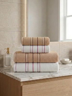 Asev Tekstil 90X150 & 50X90 cm Nevora Serisi 4’lü Banyo Havlu Seti – Hamam Seti