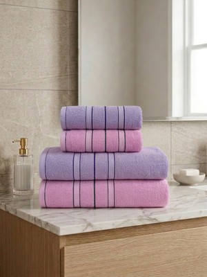 Asev Tekstil 90X150 & 50X90 cm Nevora Serisi 4’lü Banyo Havlu Seti – Hamam Seti