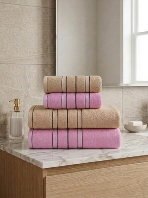 Asev Tekstil 90X150 & 50X90 cm Nevora Serisi 4’lü Banyo Havlu Seti – Hamam Seti