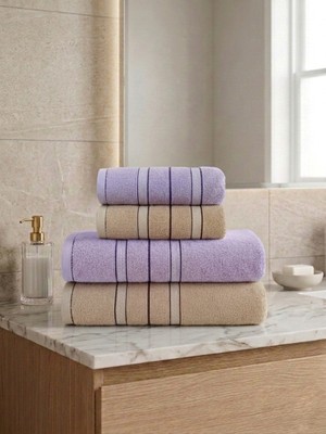 Asev Tekstil 90X150 & 50X90 cm Nevora Serisi 4’lü Banyo Havlu Seti – Hamam Seti
