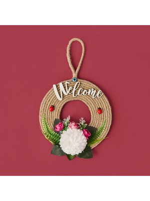 Objevi Dekoratif Welcome Ladybug Kapı Süsü - Renkli - 30 cm