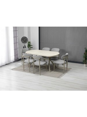 JoyMassa Luna Arya Yemek Masası Takımı / 6 Kişilik Mdf Masa & Polo Sandalye Takımı