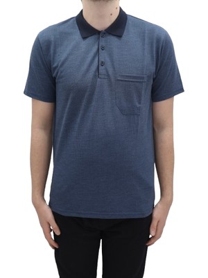 Santa Fistan Store Erkek Desenli Klasik Kesim Rahat Kalıp Tek Cepli Polo Yaka T-Shirt