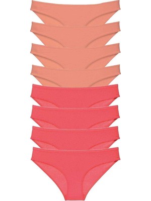 8 Adet Eko Set Likralı Kadın Slip Külot Pudra Fuşya
