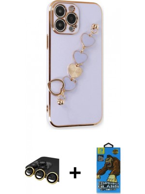 Marsilyan™- iPhone 13 Pro Max Kılıf Nova Işık Prime - Siyah 18D Cam Ekran Koruyucu + Raze Metal Kamera Lens - Gd