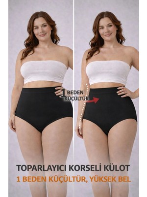 Dorya Toparlayıcı Etkili Korseli Külot – Yüksek Bel,siyah-Beyaz-Ten, 1 Beden Ince Gösterir