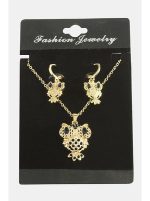 Prativas Baykuş Zirkon Taşlı Set Kolye
