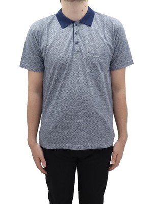 Santa Fistan Store Erkek Desenli Klasik Kesim Rahat Kalıp Tek Cepli Polo Yaka T-Shirt