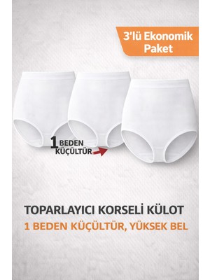 Dorya Toparlayıcı Etkili Korseli Külot – Yüksek Bel,siyah-Beyaz-Ten, 1 Beden Ince Gösterir