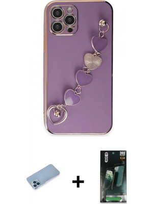 Marsilyan™- iPhone 12 Pro Max Kılıf Nova Işık Prime - Siyah 360 Mat Full Body Arka Koruyucu + Shine Kamera Lens Koruma Cam - Mı