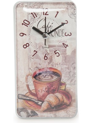 Galaxy Kahve Fincanlı Dikdörtgen Saat - Renkli - 17X9 cm