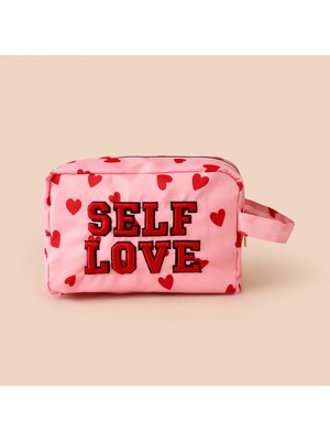 Simple Living Self Love Kozmetik Çantası Pembe Kumaş Malzeme ile 21 x 12 x 8 cm Ergonomik Tasarım