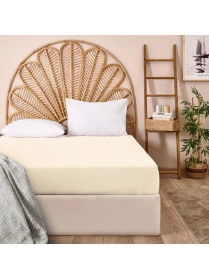 Matmel Soft Basic Çift Kişilik Lastikli Çarşaf - Ekru - 180X200 cm