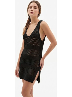 Wearified Pareo Triko Plaj Elbisesi Pamuksu Dokulu Sahil Kıyafeti Bikini Üstü Mini Elbise Cover Up Ajurlu Elbise Gece Elbisesi