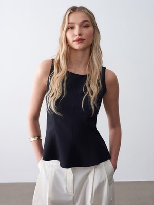 Dilvin 50544 Korse Peplum Bluz-Siyah