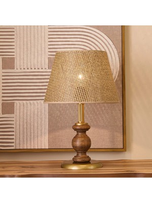 Matmel Lighting Fiona Ahşap Abajur - Ceviz Ayak / Kahverengi Başlık - 40 cm