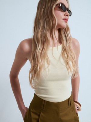 Dilvin 32774 Halter Yaka Top-Açık Sarı