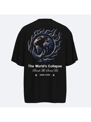 Fandr Studio Siyah Oversize Collapse Unisex T-Shirt
