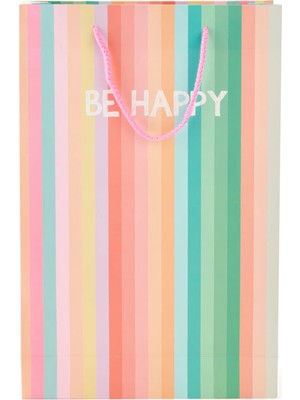 Matmel Be Happy Dikey Karton Çanta - Renkli - 38X25 cm